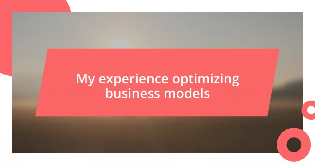 My experience optimizing business models