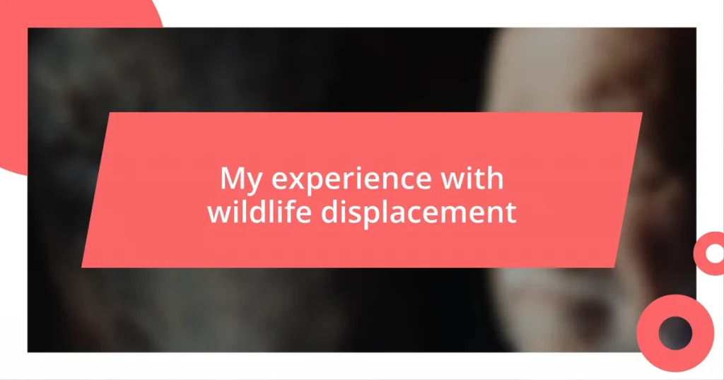 My experience with wildlife displacement