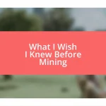 What I Wish I Knew Before Mining