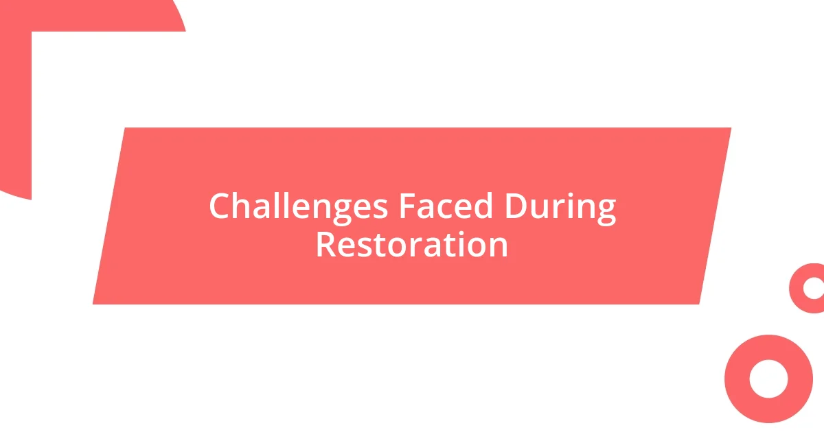 Challenges Faced During Restoration