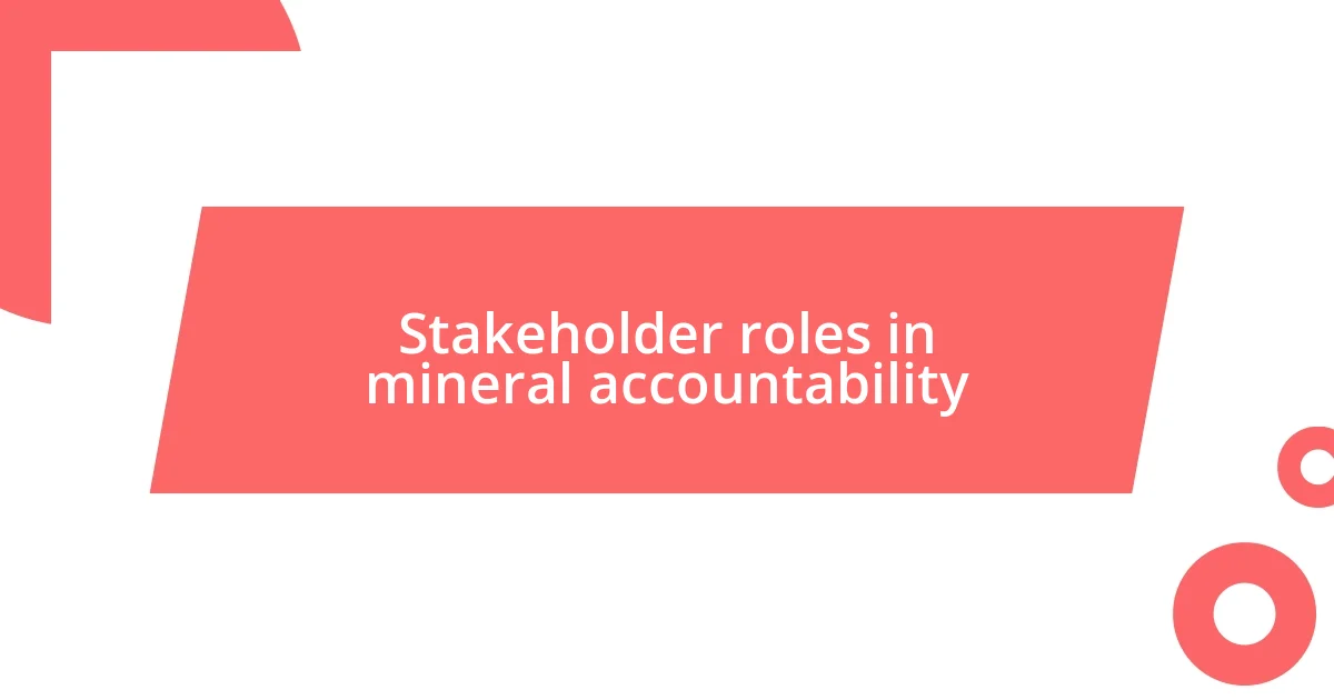 Stakeholder roles in mineral accountability